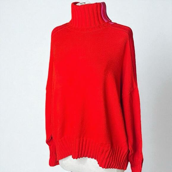 Adidas x IVY PARK Turtleneck Sweater 1X Red Pink Stripe Oversized Knit Pullover - Picture 1 of 9